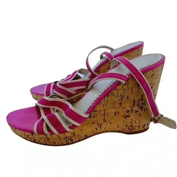 y2k Vintage Coach Barbie Pink Strappy Wedges Heels Sandals Women's Size 6.5 US - Picture 3 of 11